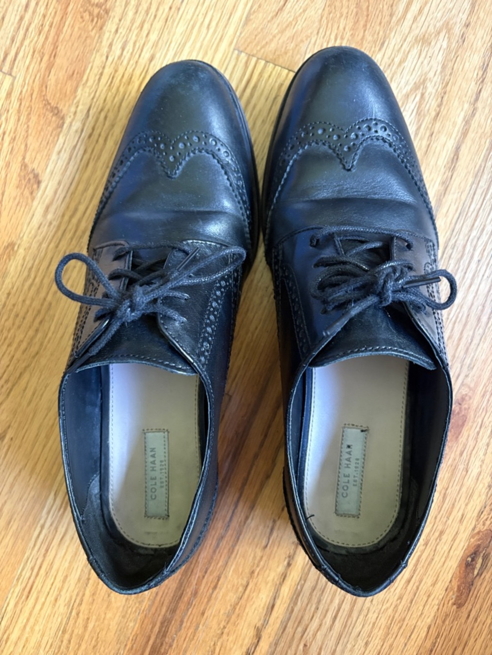 Cole Haan 7.5 Black Leather Brogue Derby Oxfords - Picture 4 of 8